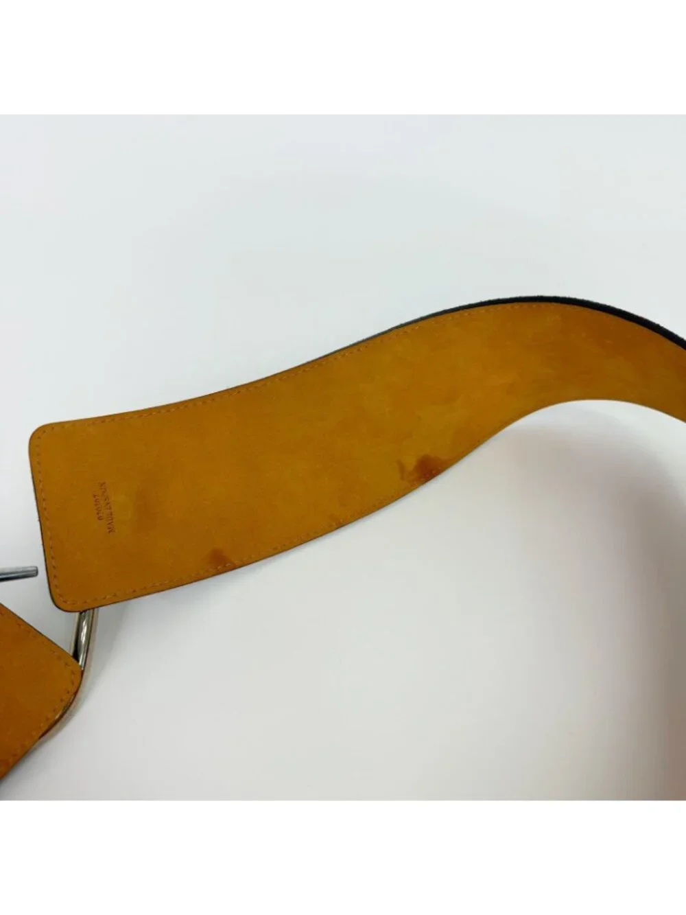 Loewe Suede Wide Hook Buckle Belt Brown Silver Vintage